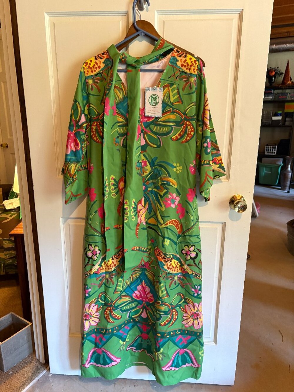 House of MBR bird & tassel - darling dress in green - M